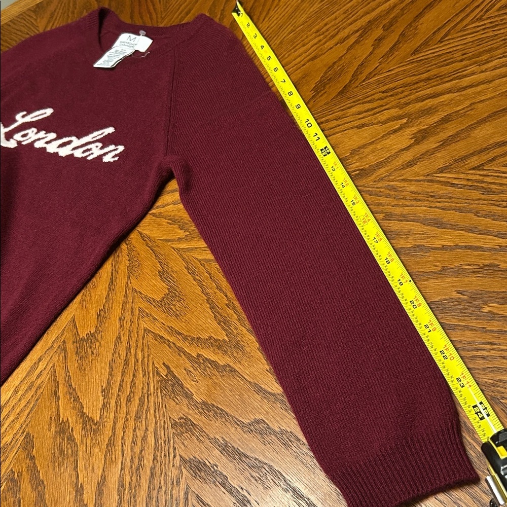NWOT Cashmere Burgundy Long Sleeve Crew Neck Sweater. Size S - Picture 9 of 10